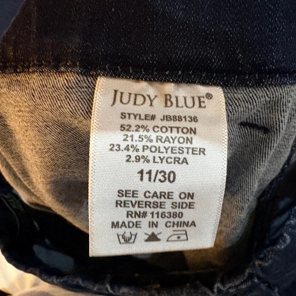 Judy Blue Dark Wash Pull On Super Flare Jeans JB88136 Size 11/28 Bell Bottoms - Picture 6 of 11